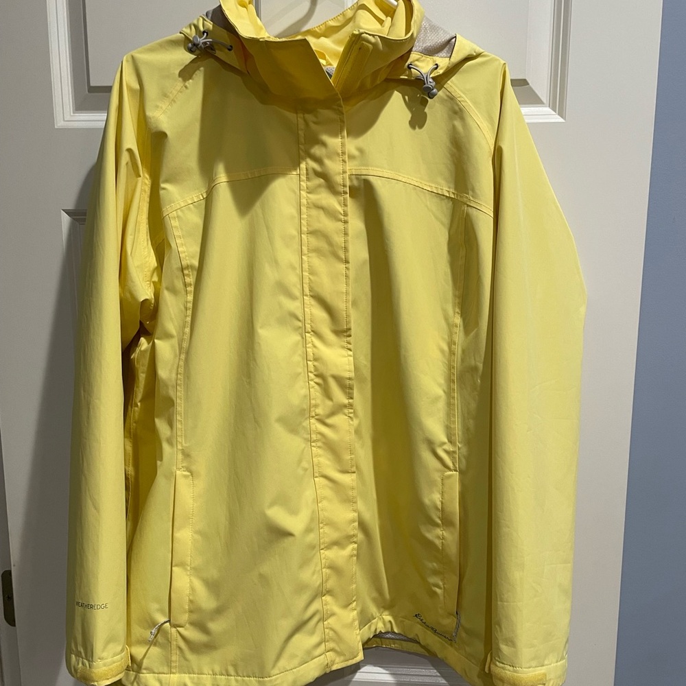 Eddie Bauer Women’s Rain Jacket with hood, Yellow, Size 1X